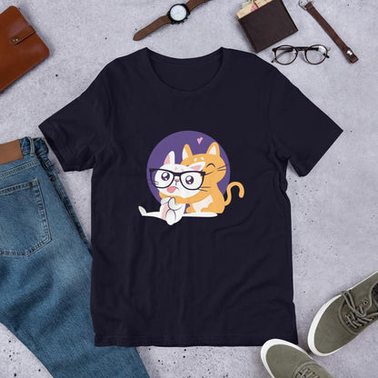 Nerd Cat Half Sleeve T-Shirt