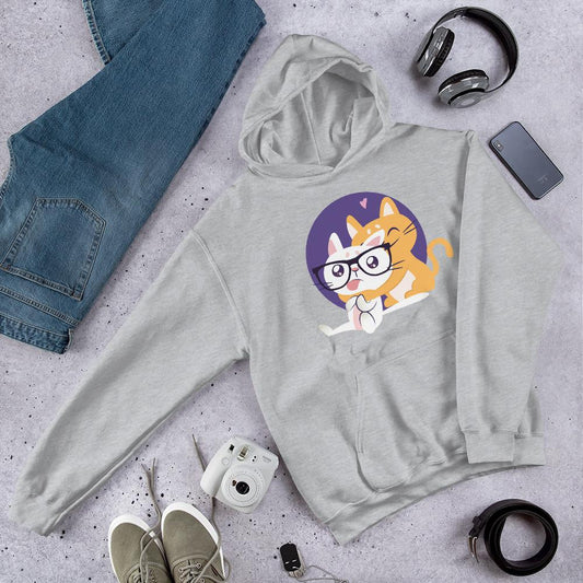 Nerd Cat Unisex Hooded Sweatshirt