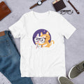 Nerd Cat Half Sleeve T-Shirt — White