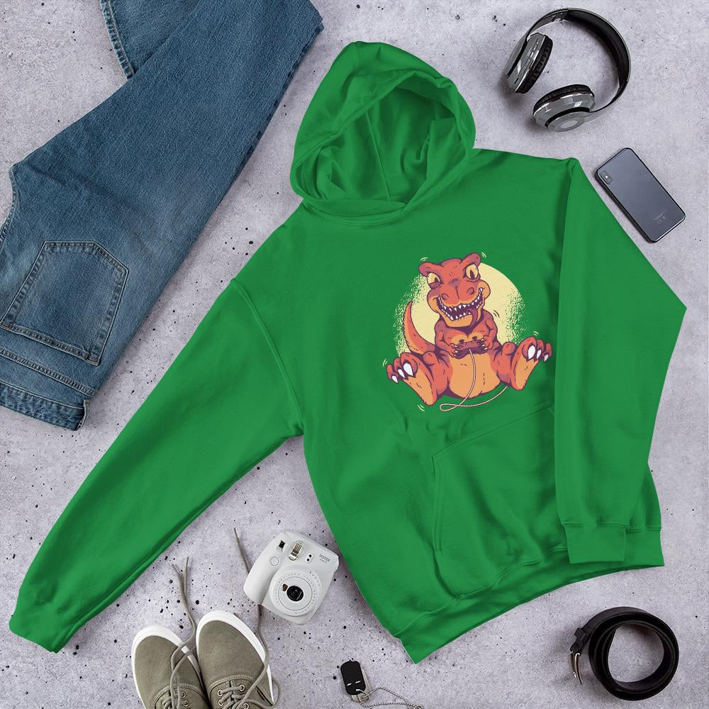Gaming Dino Unisex Hooded Sweatshirt — Green