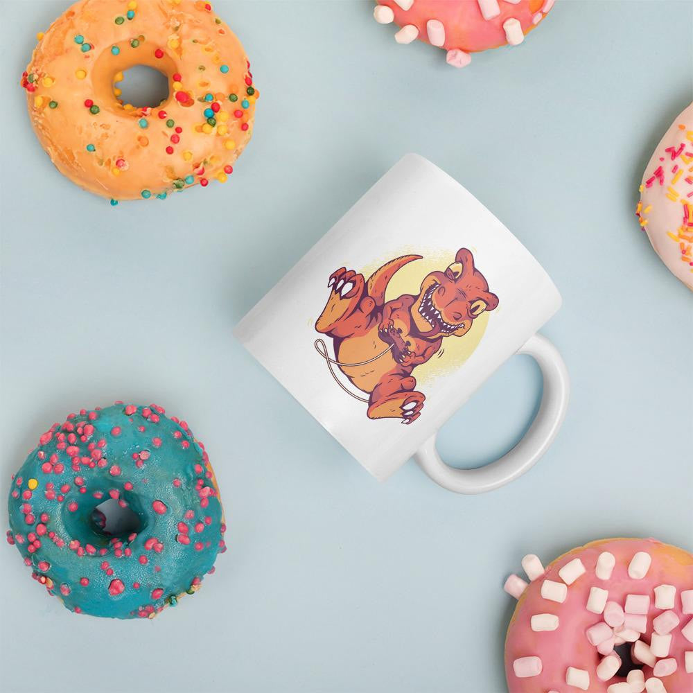 Gaming Dino Coffee Mug — back view