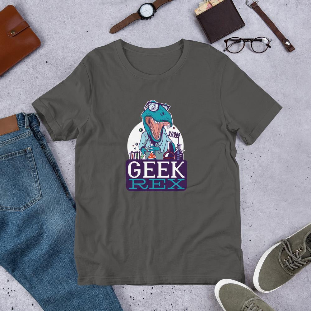 Geek Rex Half Sleeve T-Shirt — Charcoal