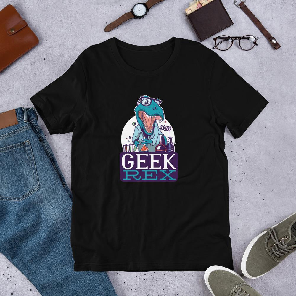Geek Rex Half Sleeve T-Shirt — Black