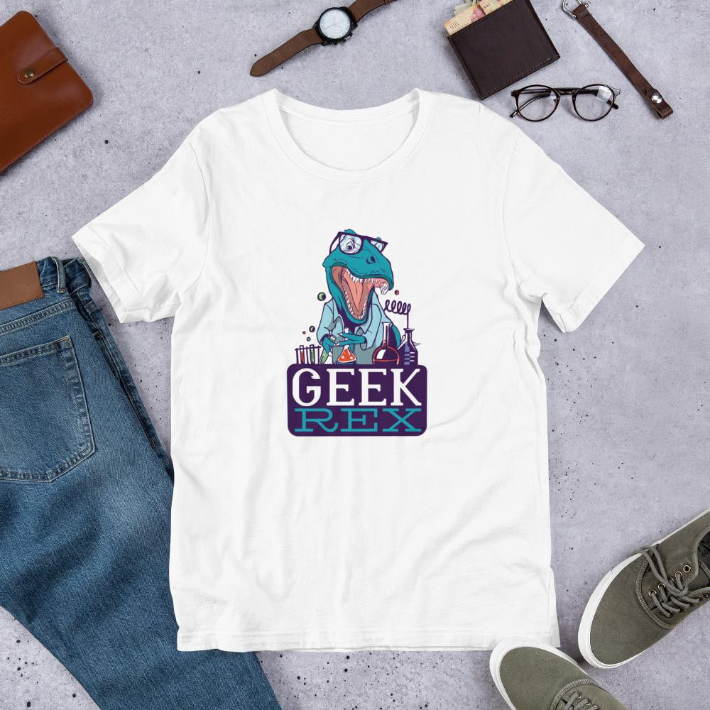 Geek Rex Half Sleeve T-Shirt — White