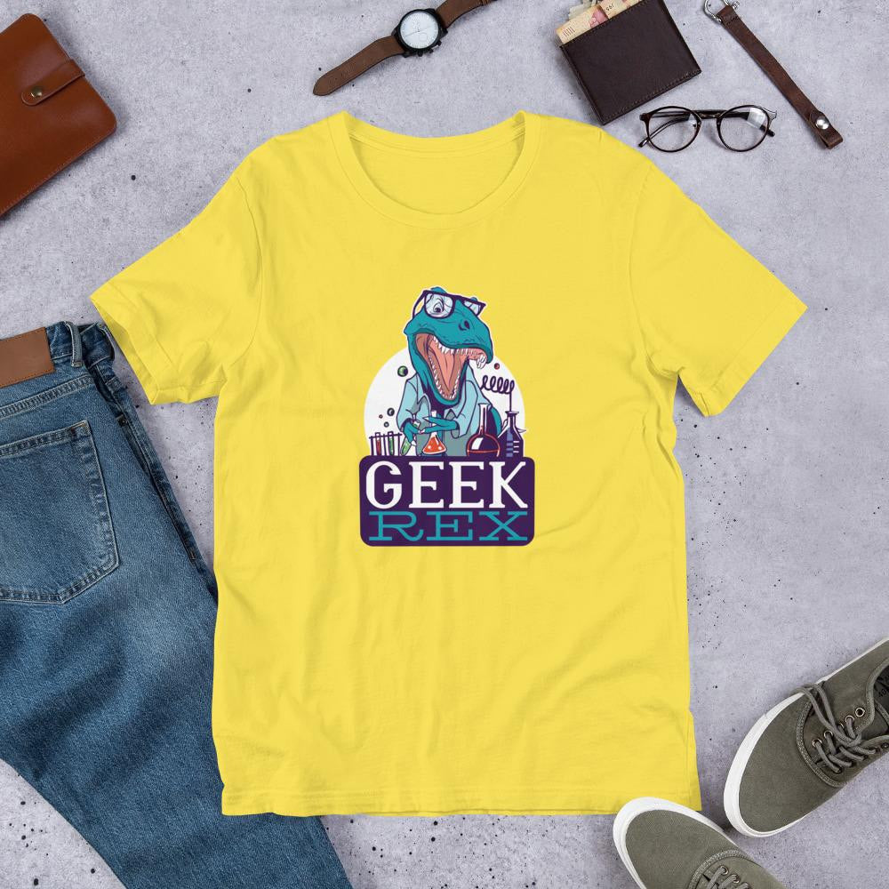 Geek Rex Half Sleeve T-Shirt — Yellow
