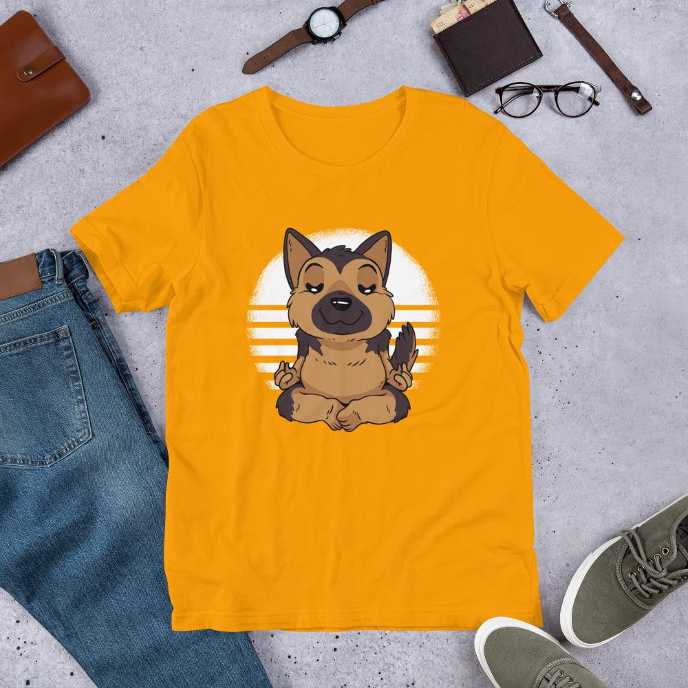 German Shepard Yoga Half Sleeve T-Shirt — Gold