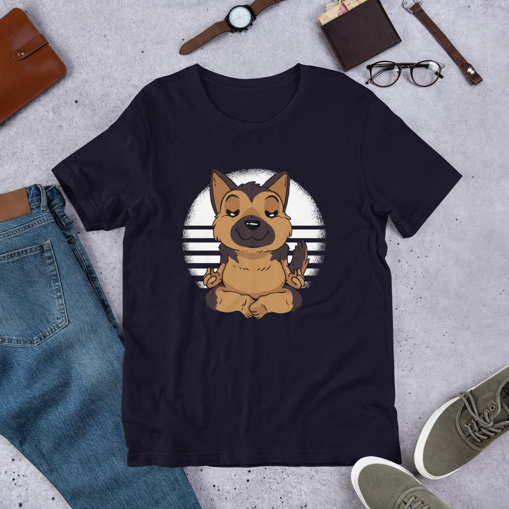 German Shepard Yoga Half Sleeve T-Shirt — Navy