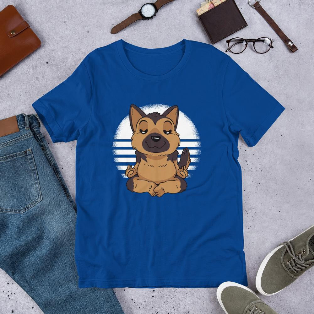 German Shepard Yoga Half Sleeve T-Shirt — Blue