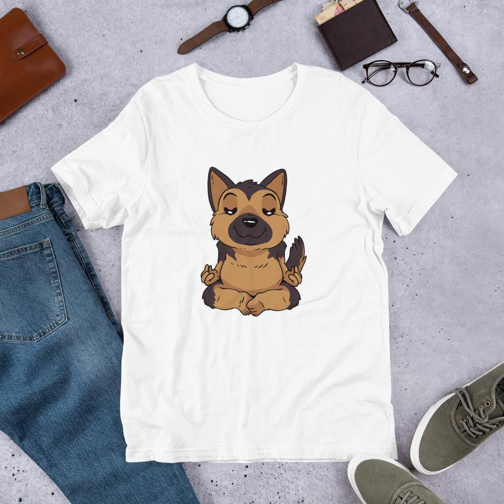 German Shepard Yoga Half Sleeve T-Shirt — White