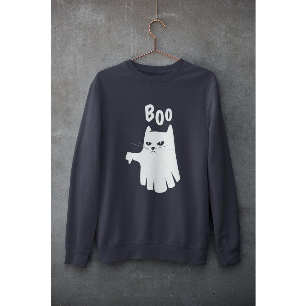 Ghost Cat Unisex Sweatshirt — Navy