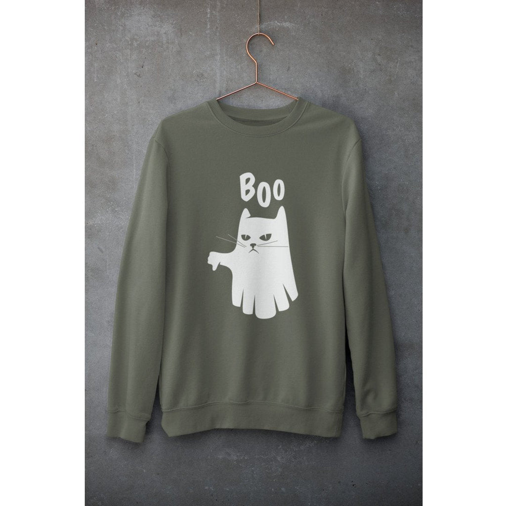 Ghost Cat Unisex Sweatshirt — Olive
