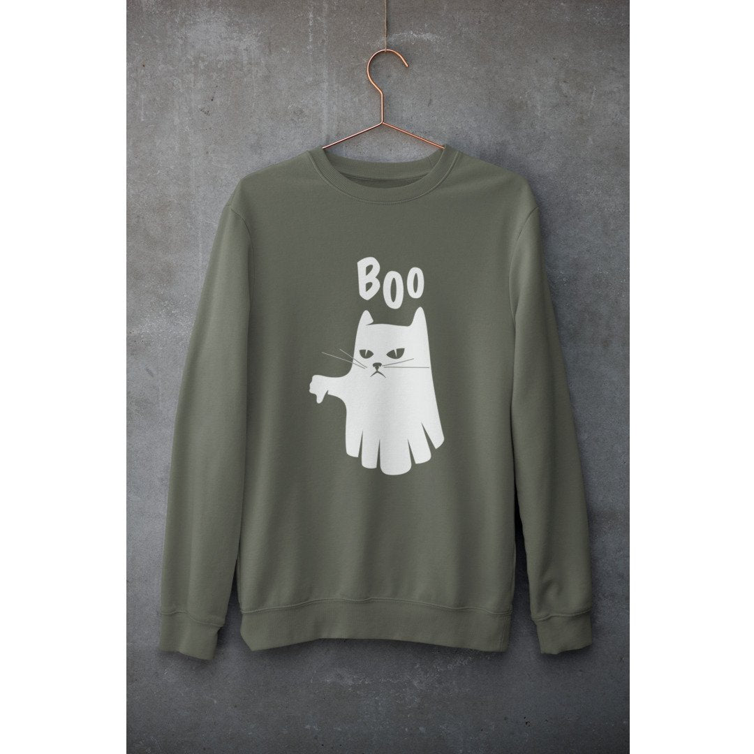 Ghost Cat Unisex Sweatshirt — Olive