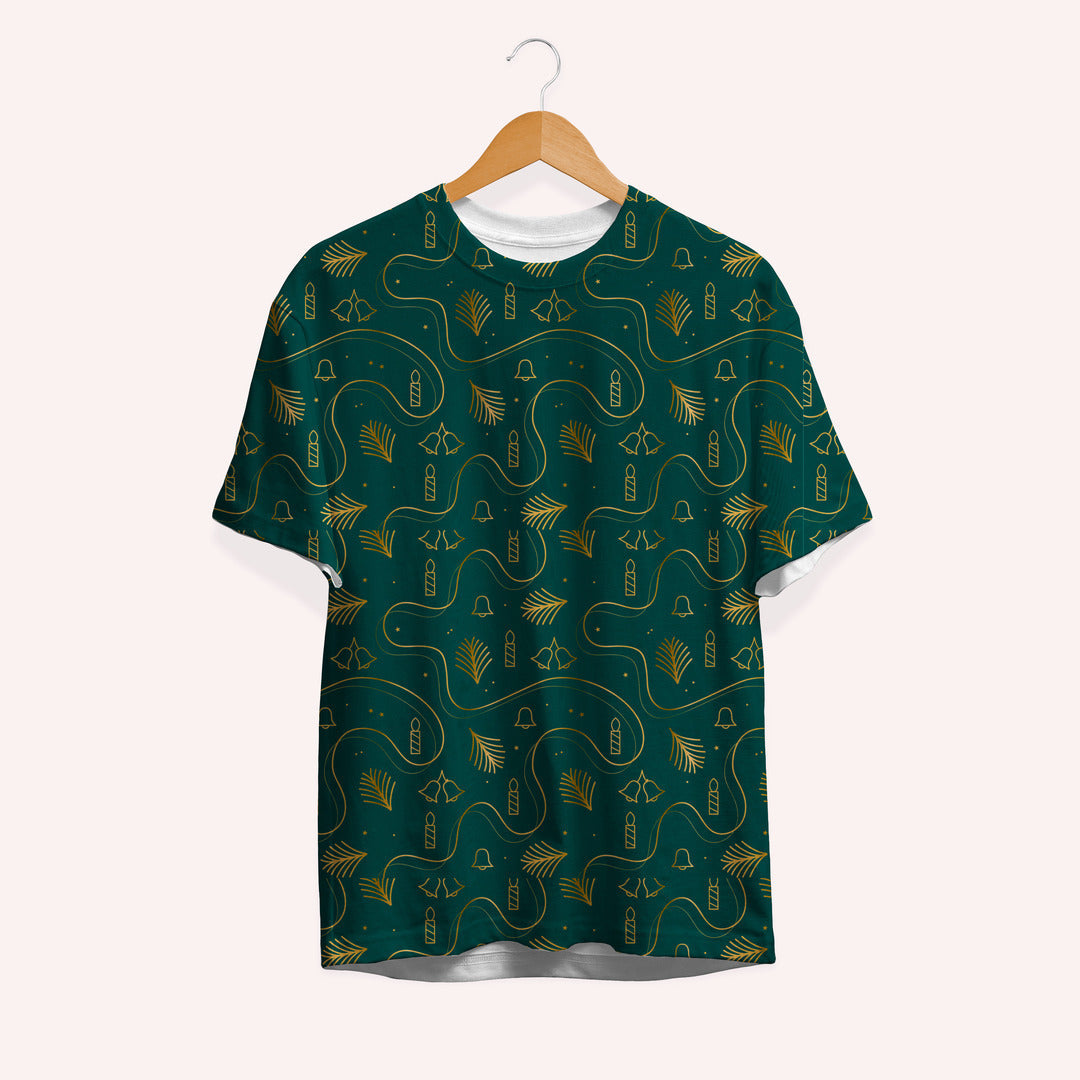 Golden Christmas Pattern T-Shirt