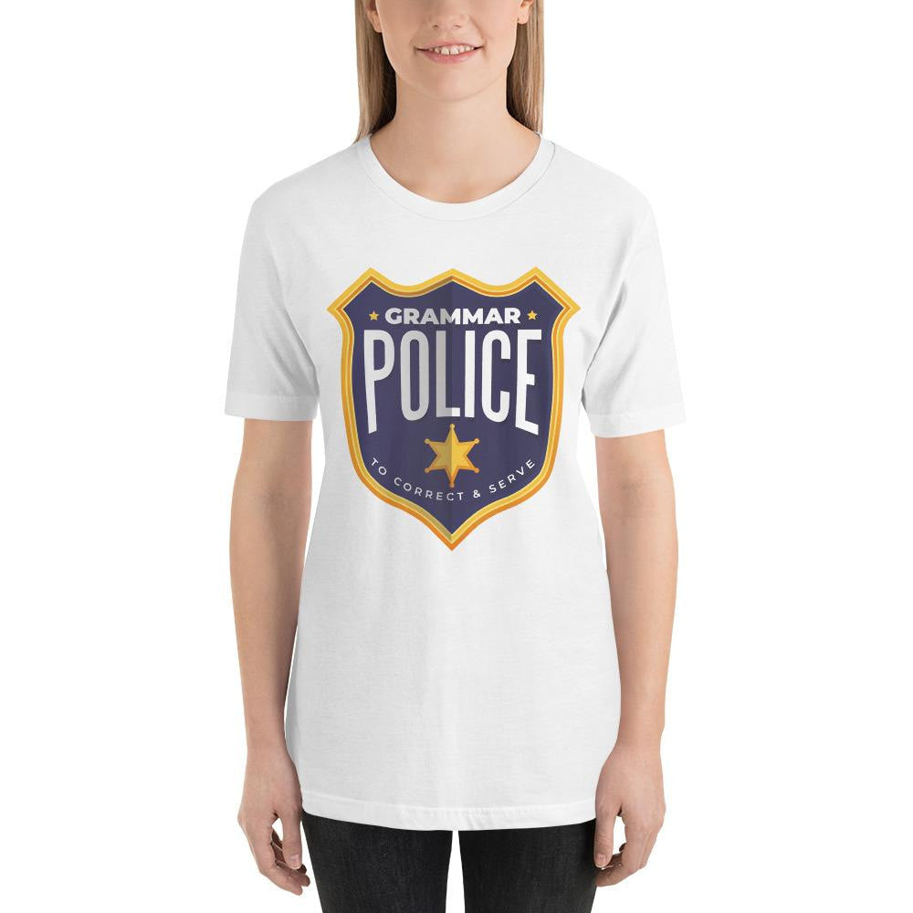 Grammar Police Half Sleeve T-Shirt — White