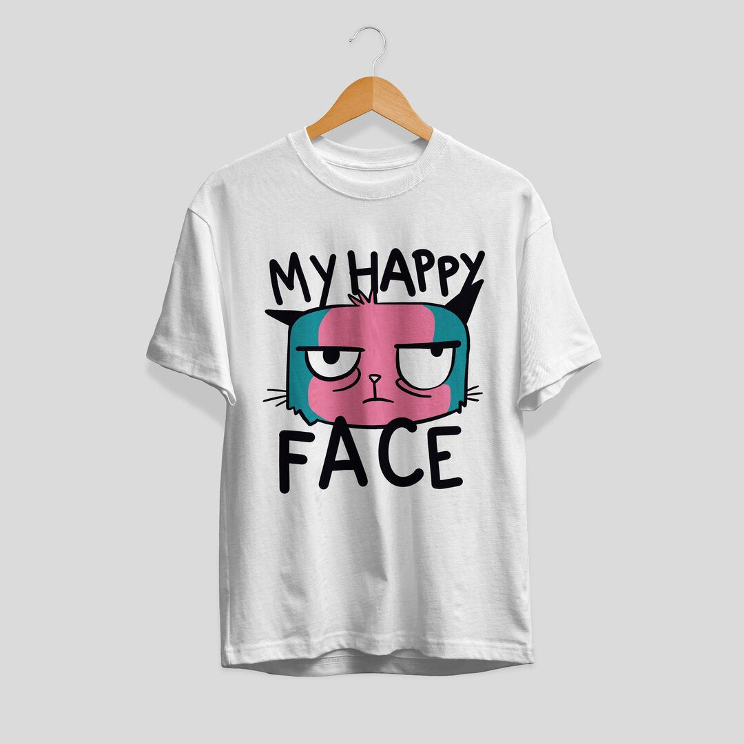 Grumpy Cat Half Sleeve T-Shirt — White