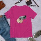 Hand Gun Half Sleeve T-Shirt — Pink