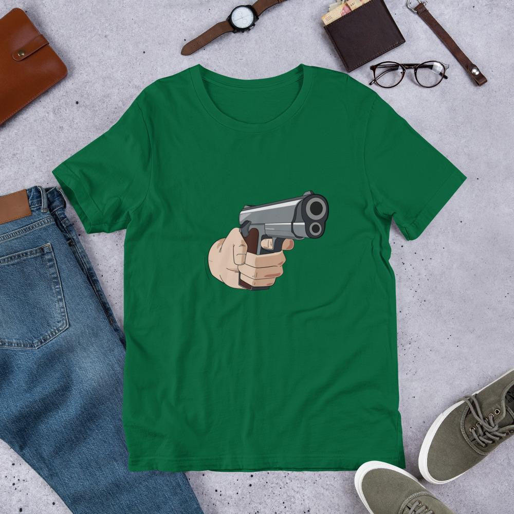 Hand Gun Half Sleeve T-Shirt — Green