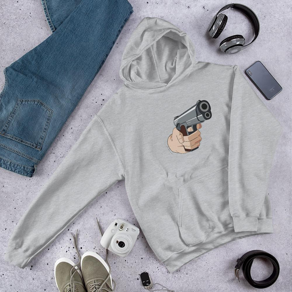 Hand gun Unisex Hooded Sweatshirt — Grey