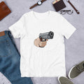 Hand Gun Half Sleeve T-Shirt — White