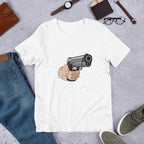 Hand Gun Half Sleeve T-Shirt — White