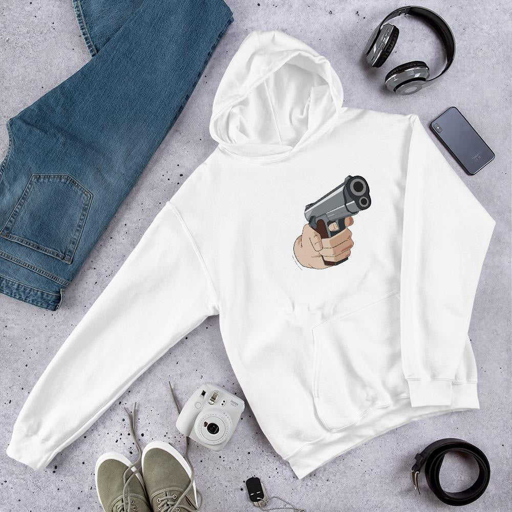 Hand gun Unisex Hooded Sweatshirt — White