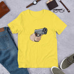 Hand Gun Half Sleeve T-Shirt — Yellow