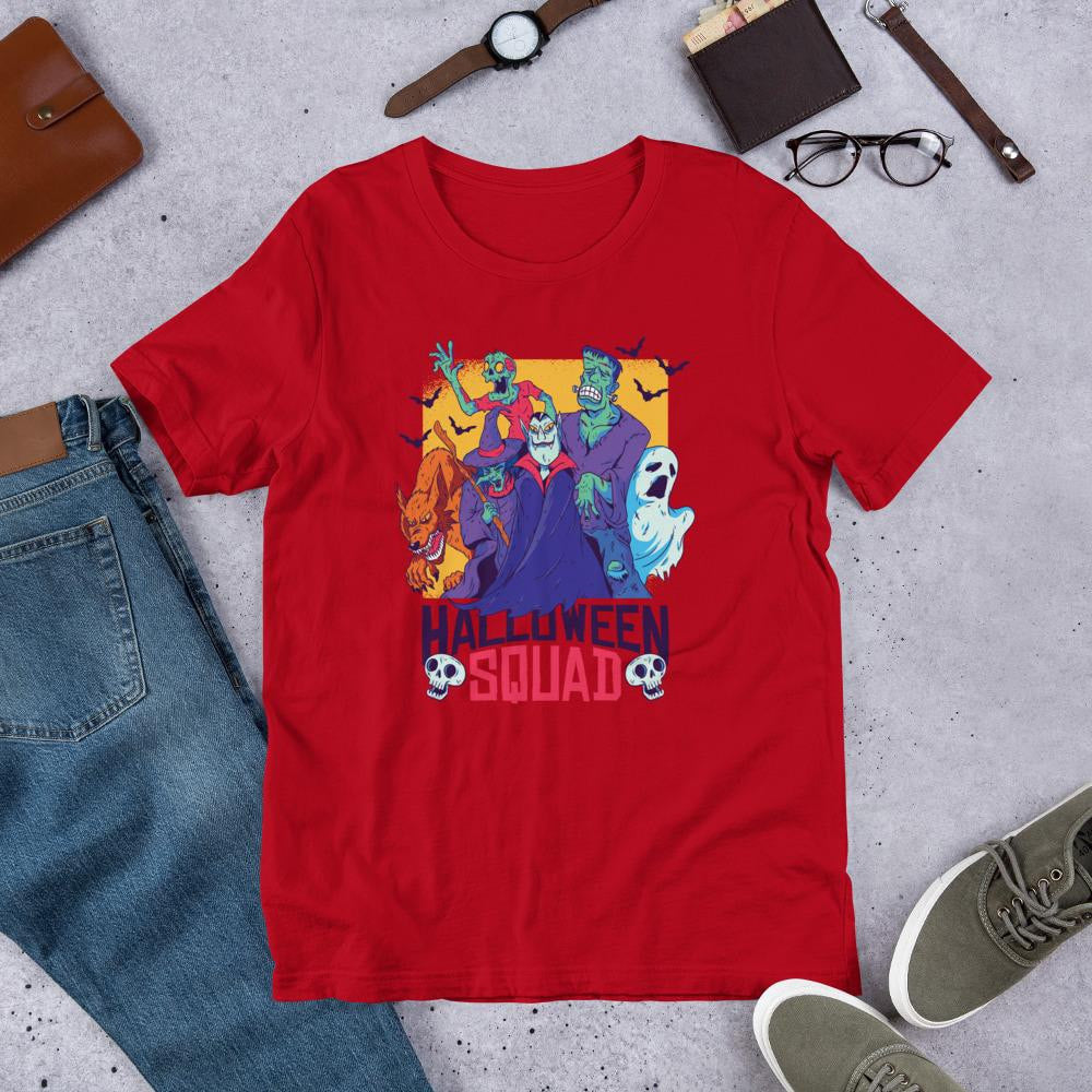 Halloween Squad Half Sleeve T-Shirt — Red