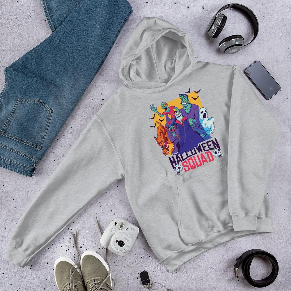 Halloween Squad Unisex Hooded Sweatshirt — Grey