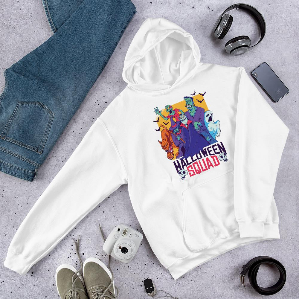 Halloween Squad Unisex Hooded Sweatshirt — White
