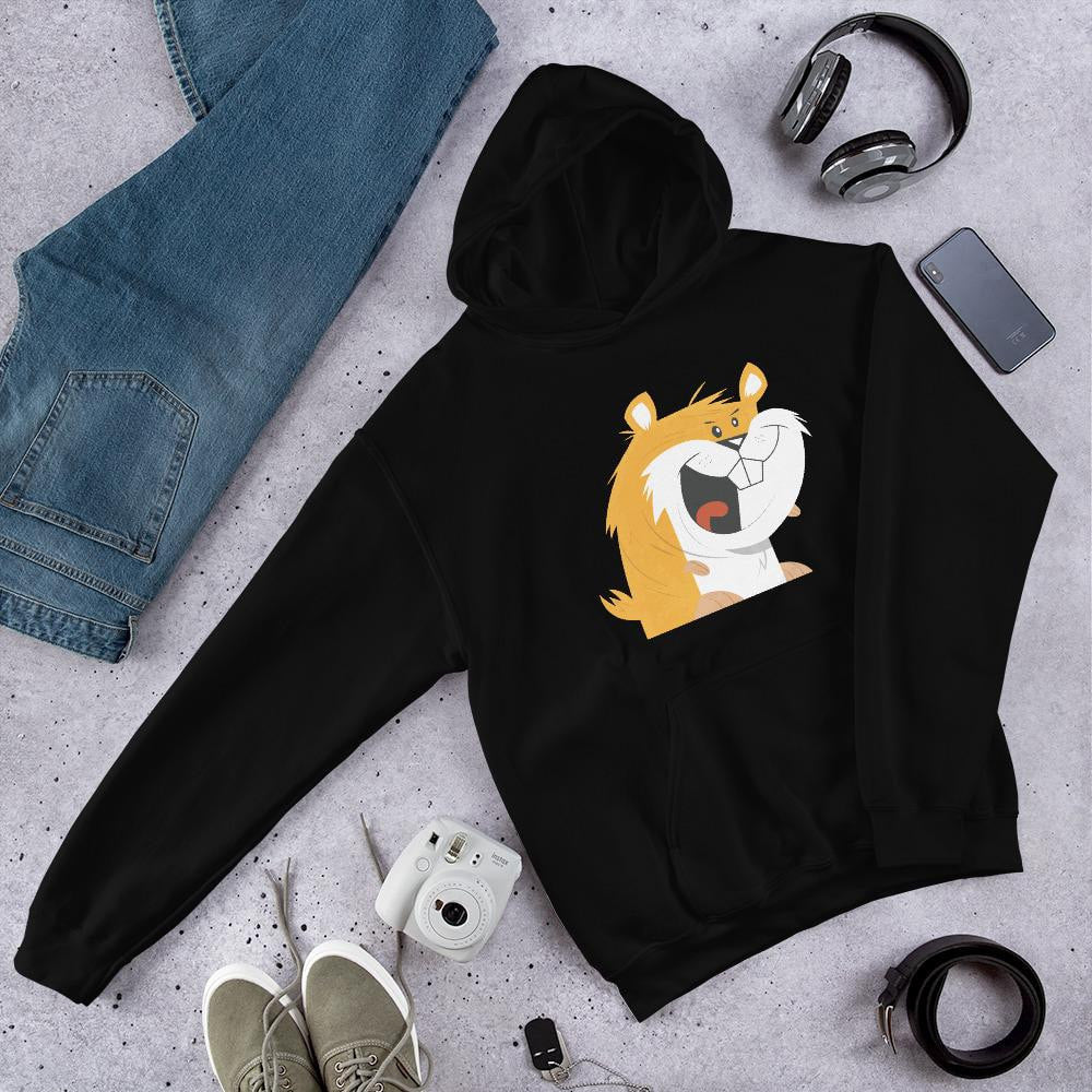 Funny Hamster Unisex Hooded Sweatshirt — Black