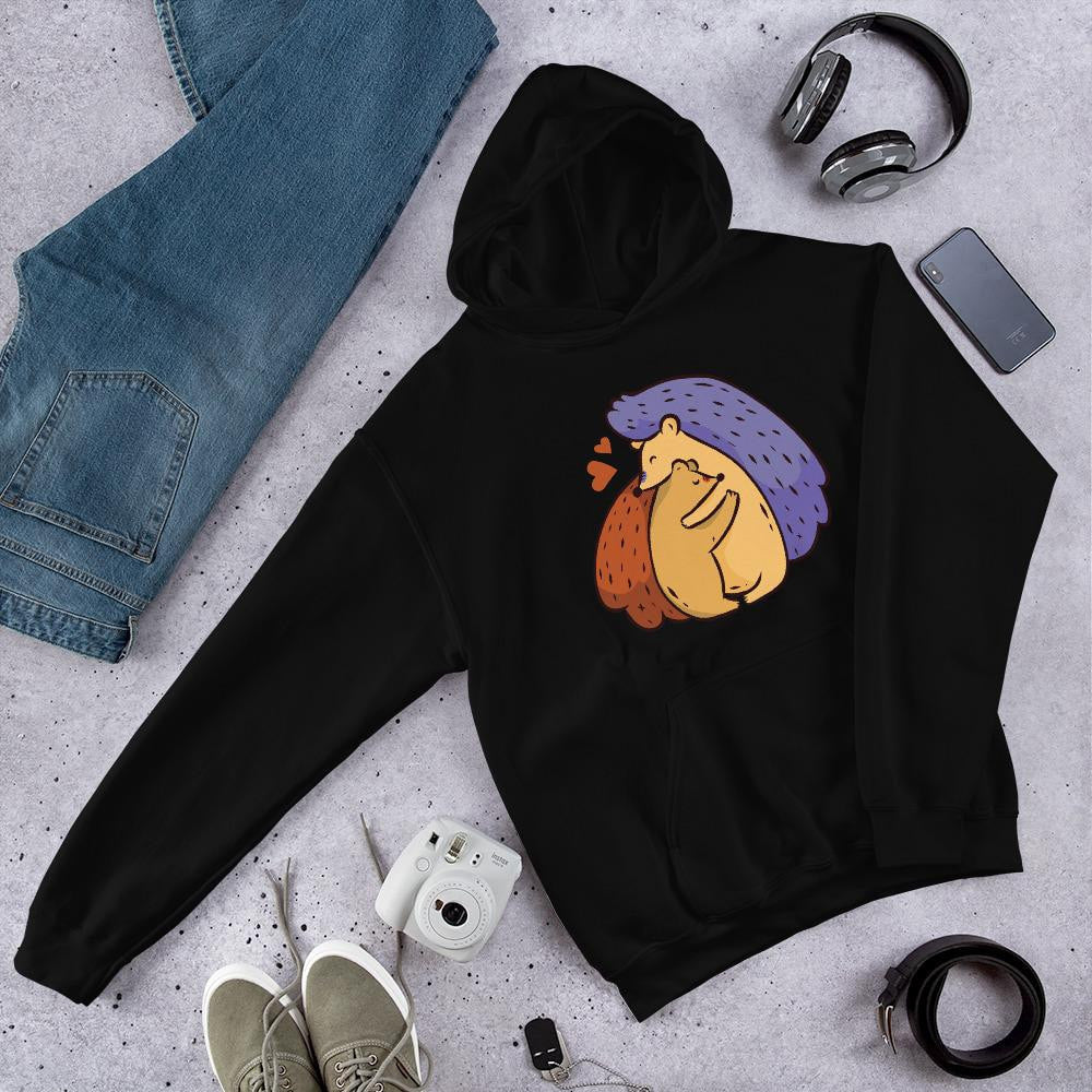 Hedgehog Love Unisex Hooded Sweatshirt — Black