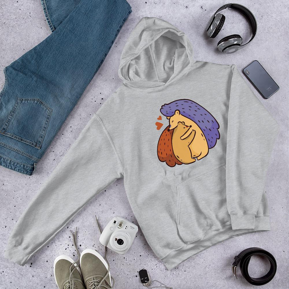 Hedgehog Love Unisex Hooded Sweatshirt — Grey
