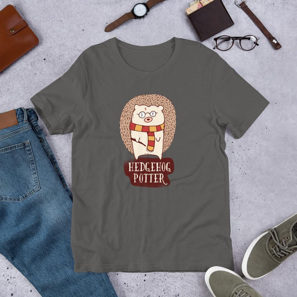 Hedgehog Potter Half Sleeve T-Shirt — Charcoal