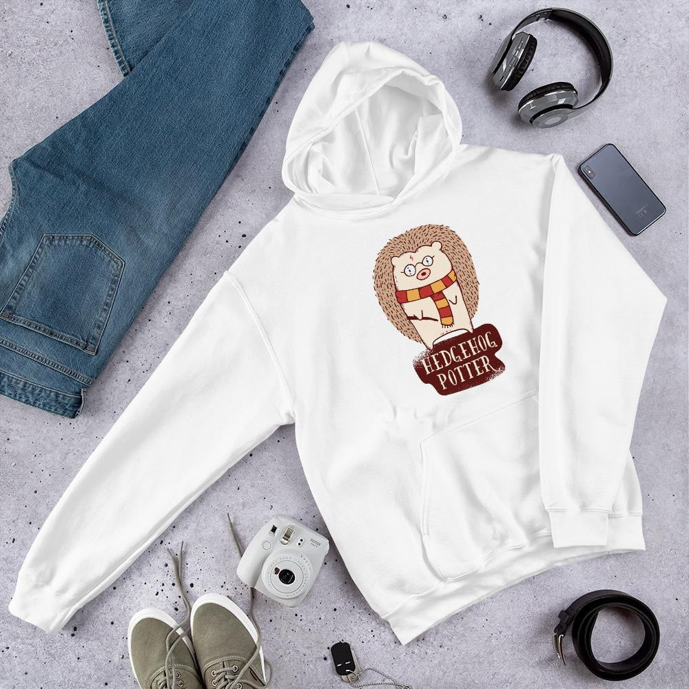 Hedgehog Potter Unisex Hooded Sweatshirt — White