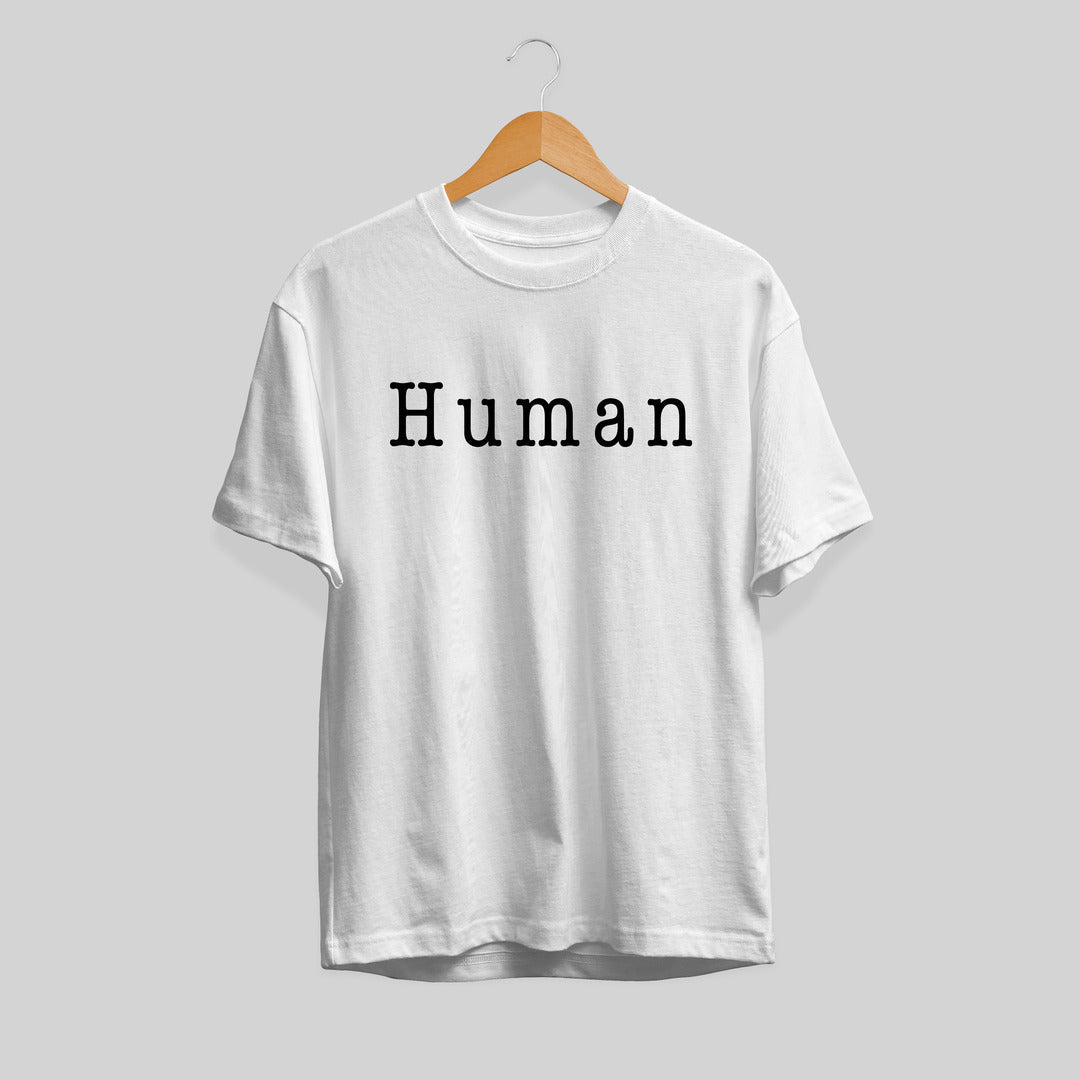 Human Typography Half Sleeve T-Shirt — White