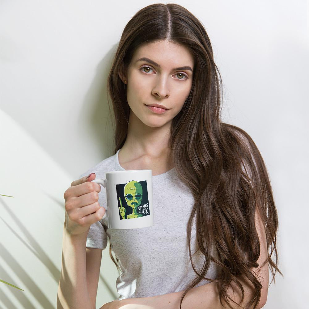Humans Suck Alien Coffee Mug — detail view 6