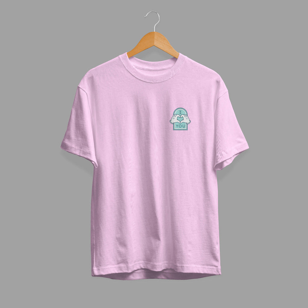 I Love You Half Sleeve Unisex T-Shirt — Light baby Pink