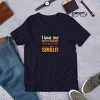 I Am Single Funny Half Sleeve T-Shirt — Navy