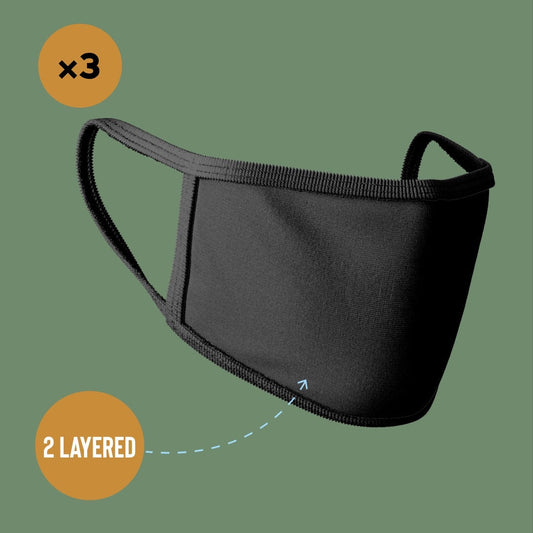 Premium Face Mask #Black #Pack of 3