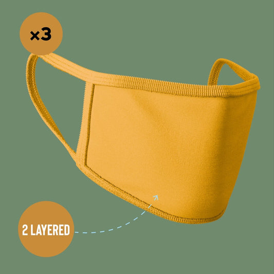 Premium Face Mask #Mustard #Pack of 3