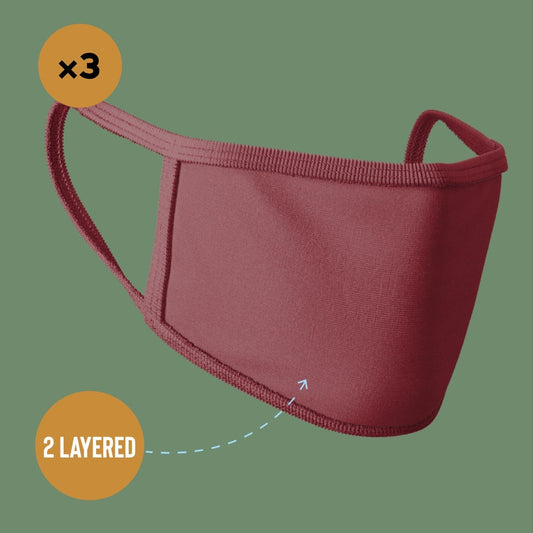 Premium Face Mask #Maroon #Pack of 3