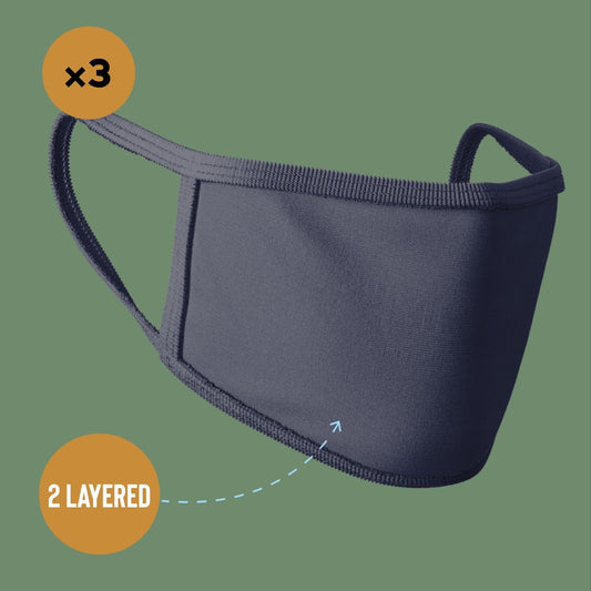 Premium Face Mask #Navy #Pack of 3