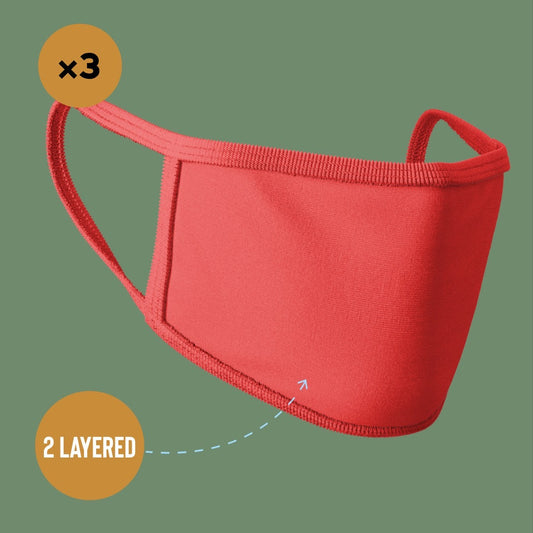 Premium Face Mask #Red #Pack of 3
