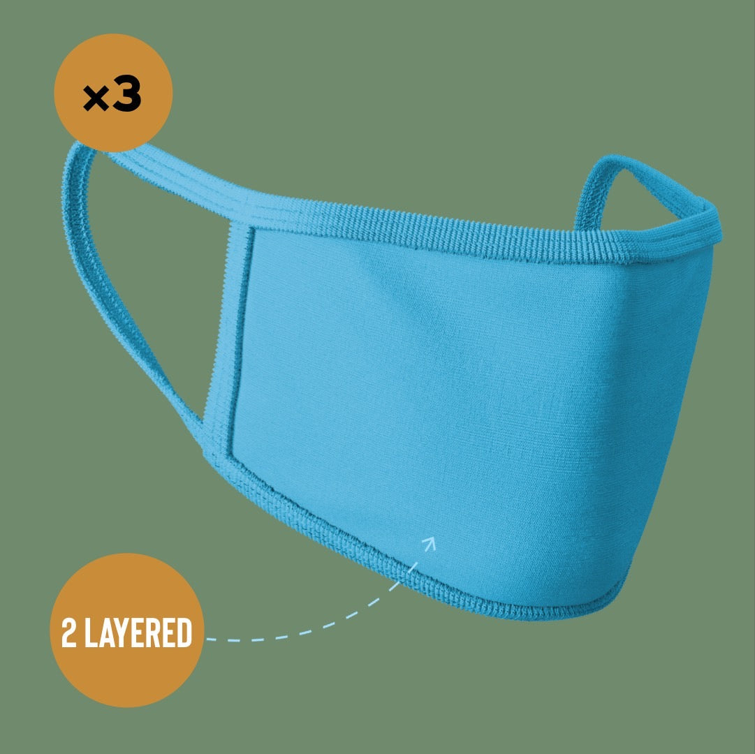 Premium Face Mask #Sky Blue #Pack of 3