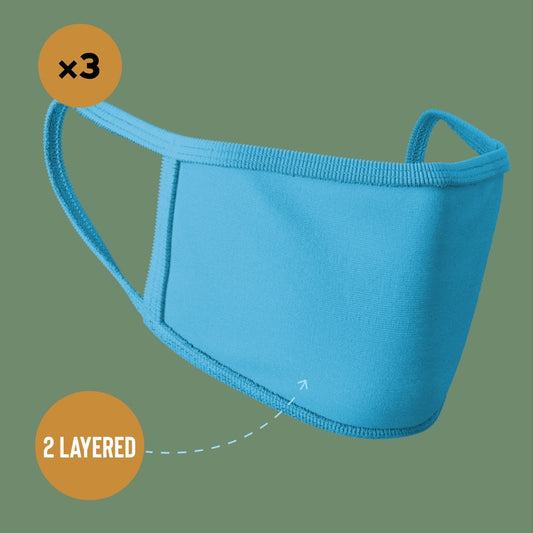 Premium Face Mask #Sky Blue #Pack of 3