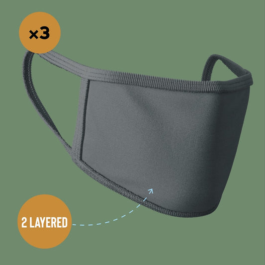 Premium Face Mask #Steel Grey #Pack of 3