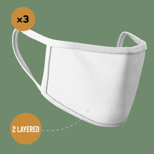 Premium Face Mask #White #Pack of 3