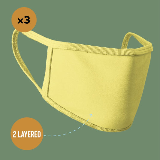 Premium Face Mask #Yellow #Pack of 3