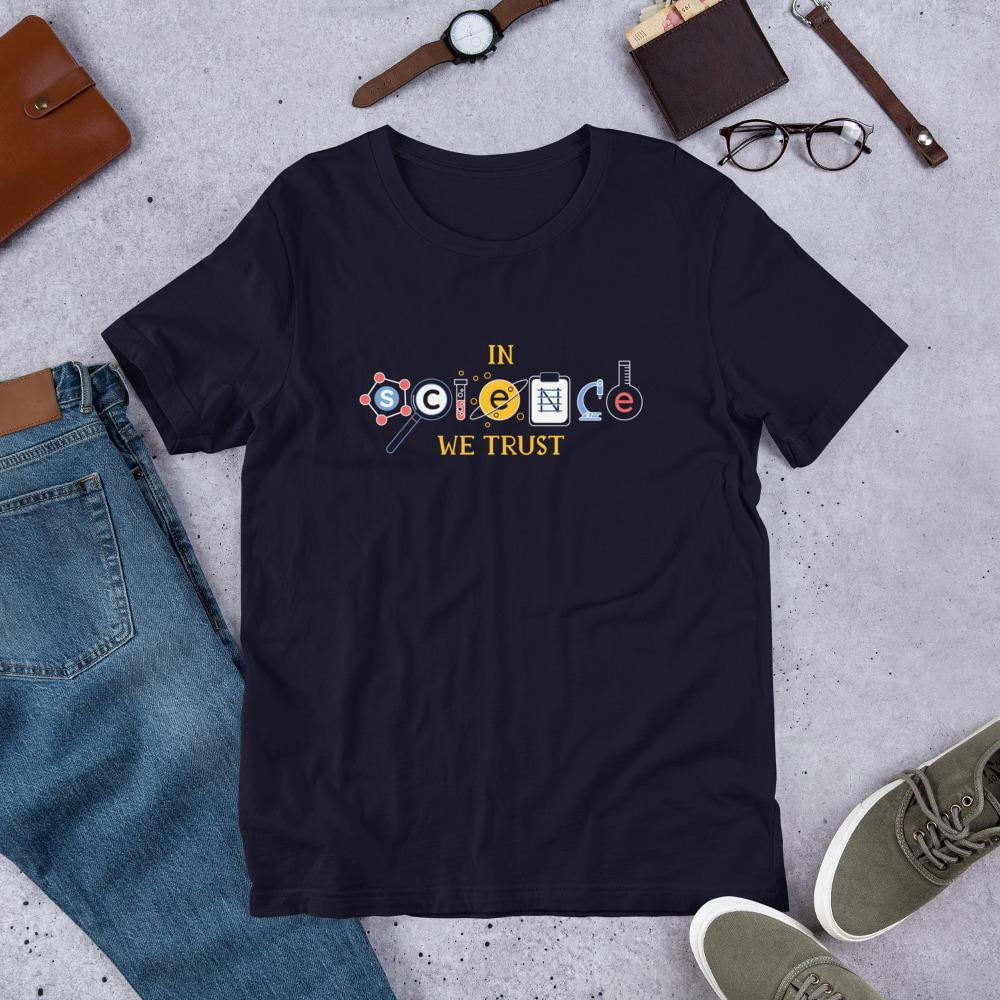 In Science We Trust Half Sleeve T-Shirt — Navy