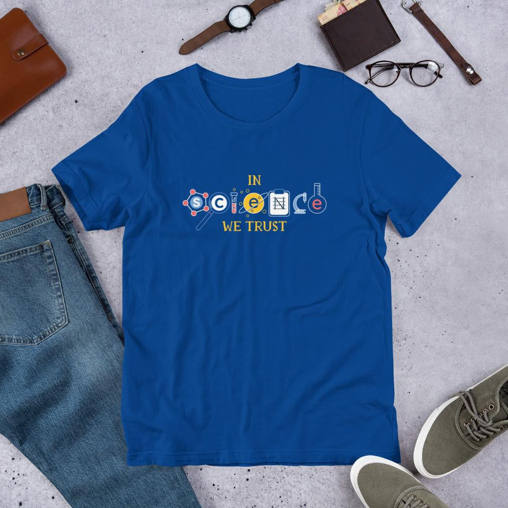 In Science We Trust Half Sleeve T-Shirt — Blue